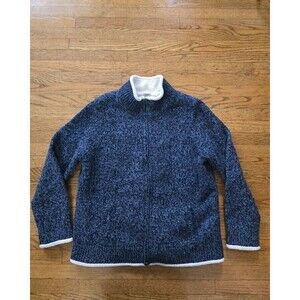 L.L. Bean Lambs Wool Sherpa Lined Zip Up Sweater Jacket Women's Size XL